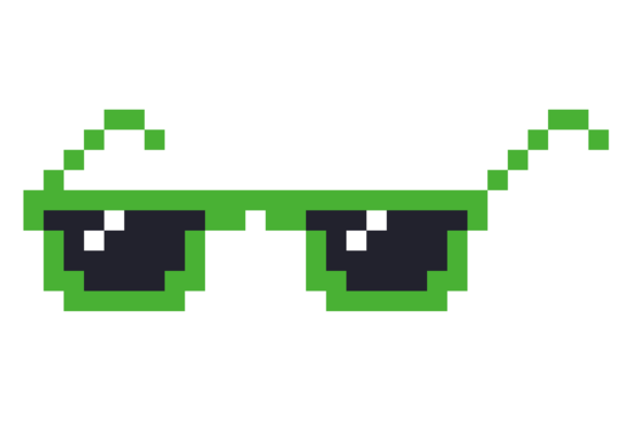 Green Plastic Glasses in Retro Game Pixel Style