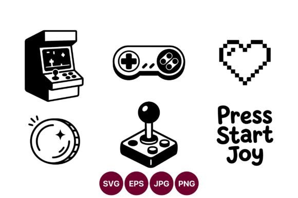 Retro Arcade Icons Collage Vector Review for Real Embroidery Projects