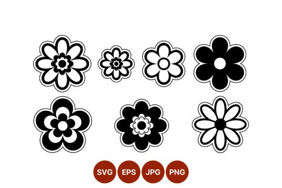 Retro Black Flower Icons Set Review