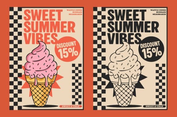 Retro Ice Cream Poster Flyer Design Embroidery Review