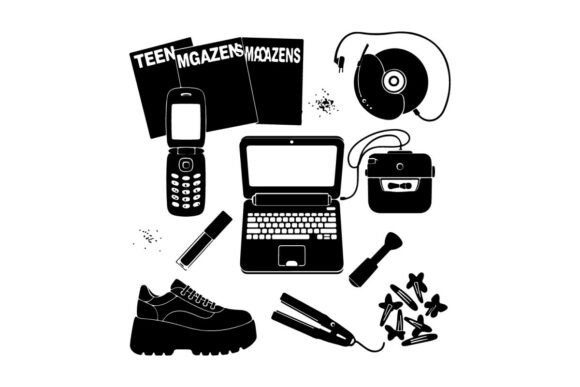 Retro Teen Items Silhouette Illustration: A Designer’s Real-World Take
