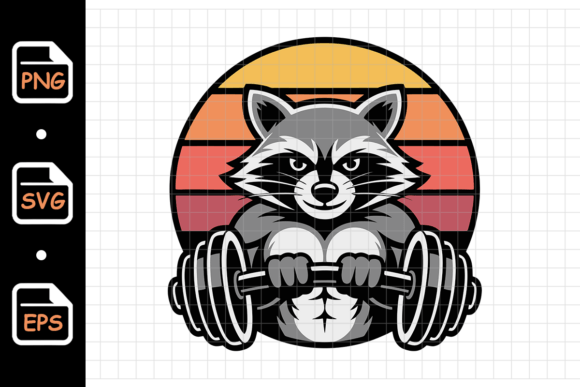 Strong Raccoon Lifting Weights Retro Review